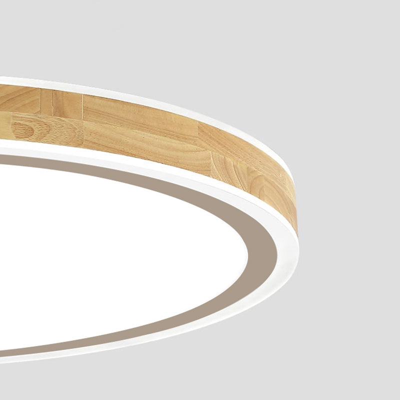 Modern LED Ceiling Light Wooden Round Flush Mount Ceiling Lighting Fixture