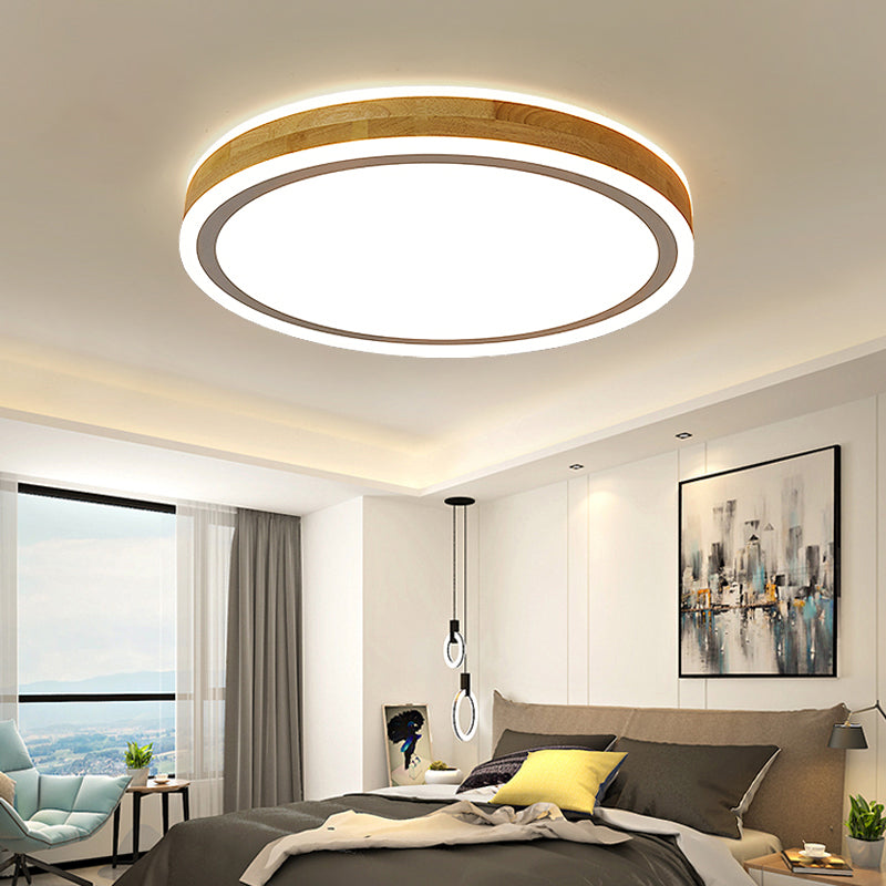Plafonnier LED moderne en bois rond encastré plafonnier