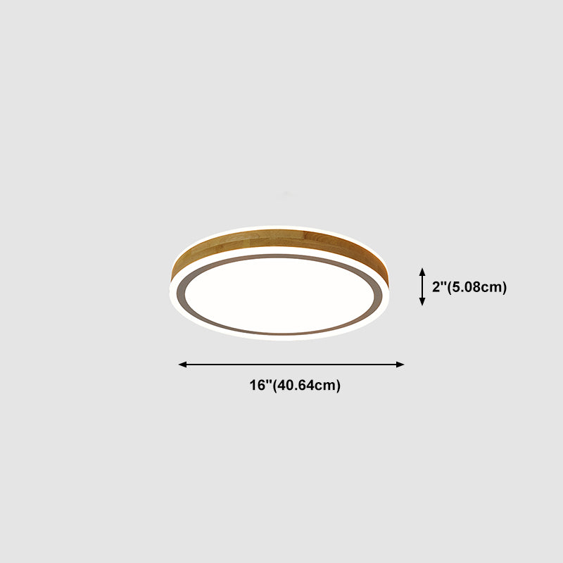 Modern LED Ceiling Light Wooden Round Flush Mount Ceiling Lighting Fixture