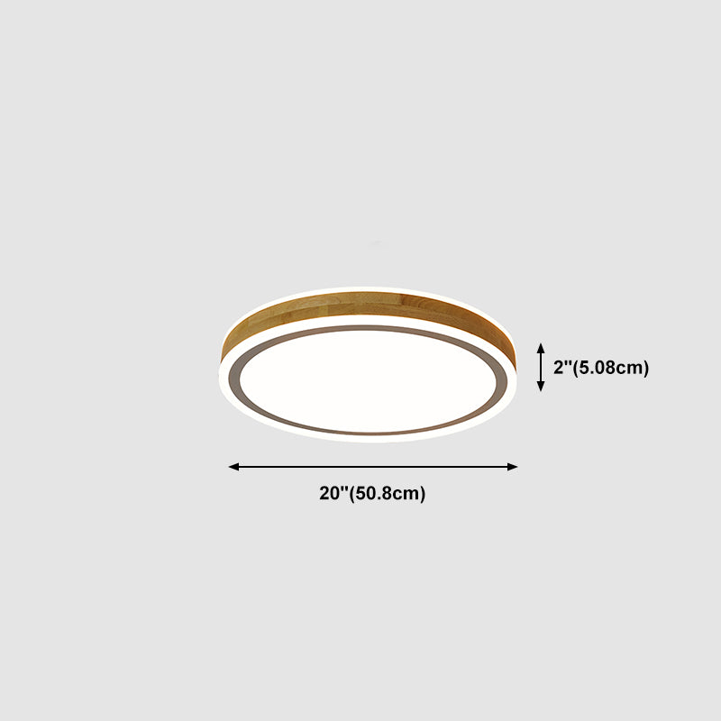 Modern LED Ceiling Light Wooden Round Flush Mount Ceiling Lighting Fixture