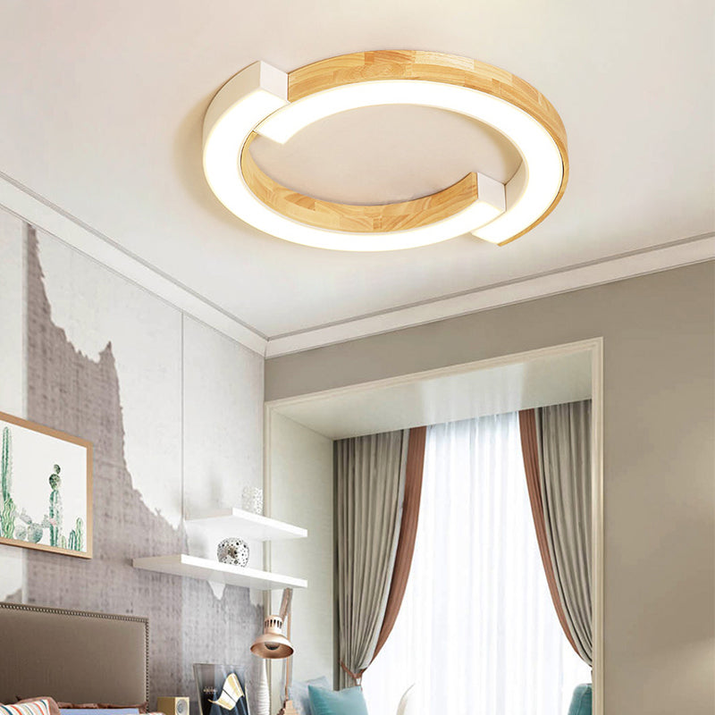 Luminaire de plafond encastré en bois, plafonnier LED moderne pour salle à manger