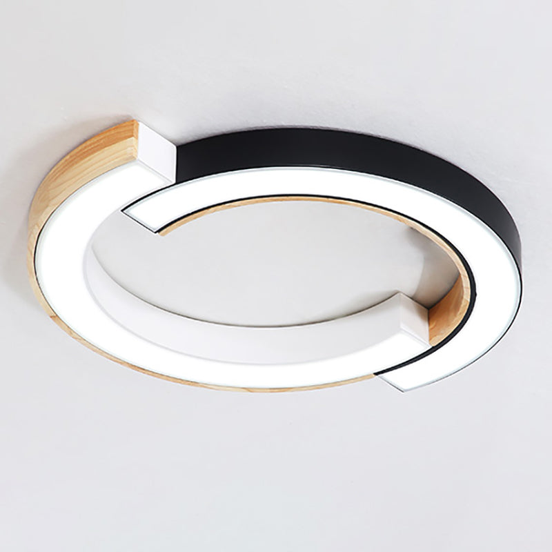 Luminaire de plafond encastré en bois, plafonnier LED moderne pour salle à manger