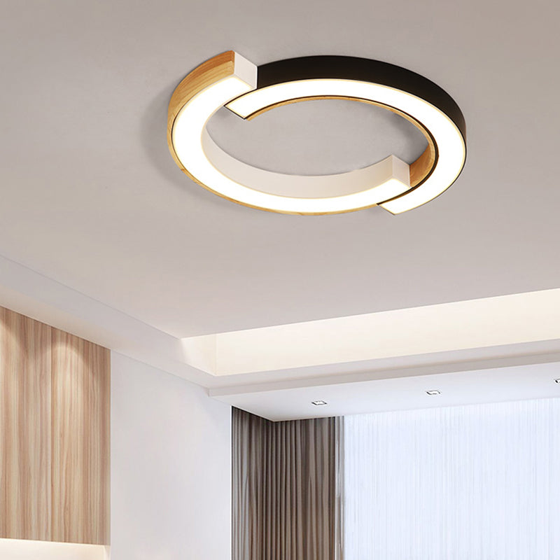 Luminaire de plafond encastré en bois, plafonnier LED moderne pour salle à manger