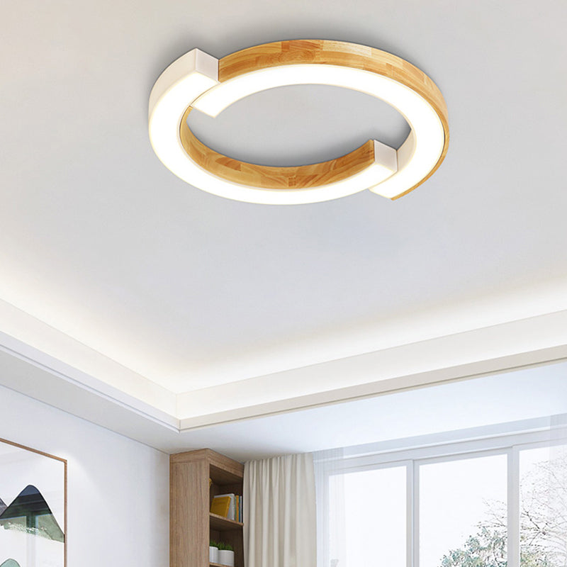 Luminaire de plafond encastré en bois, plafonnier LED moderne pour salle à manger