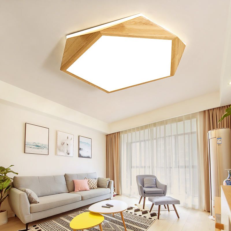 Wooden Flush Mount Ceiling Lighting Fixture Modern LED Ceiling Light for Bedroom