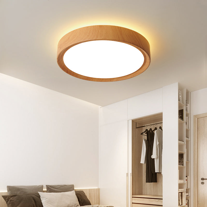 Round Flush Mounted Ceiling Lights Wooden LED Flush Mount Lighting for Bedroom