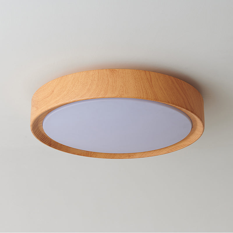 Round Flush Mounted Ceiling Lights Wooden LED Flush Mount Lighting for Bedroom