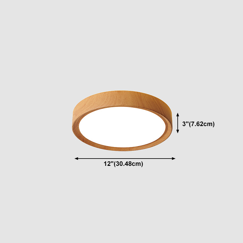 Round Flush Mounted Ceiling Lights Wooden LED Flush Mount Lighting for Bedroom