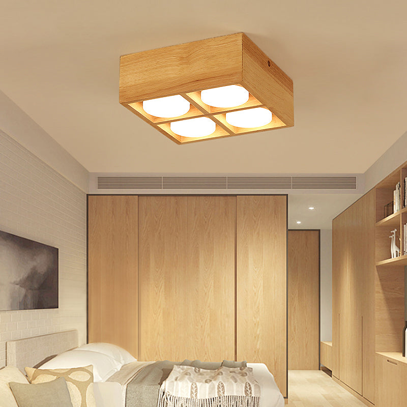 Plafonniers encastrés en bois, éclairage de montage au plafond à LED pour chambre à coucher