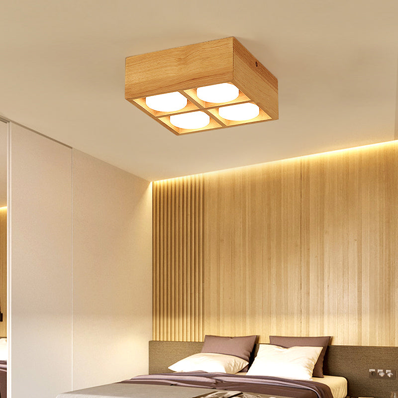 Plafonniers encastrés en bois, éclairage de montage au plafond à LED pour chambre à coucher