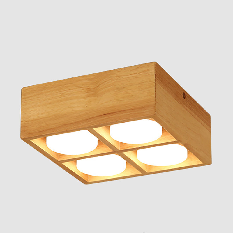Plafonniers encastrés en bois, éclairage de montage au plafond à LED pour chambre à coucher