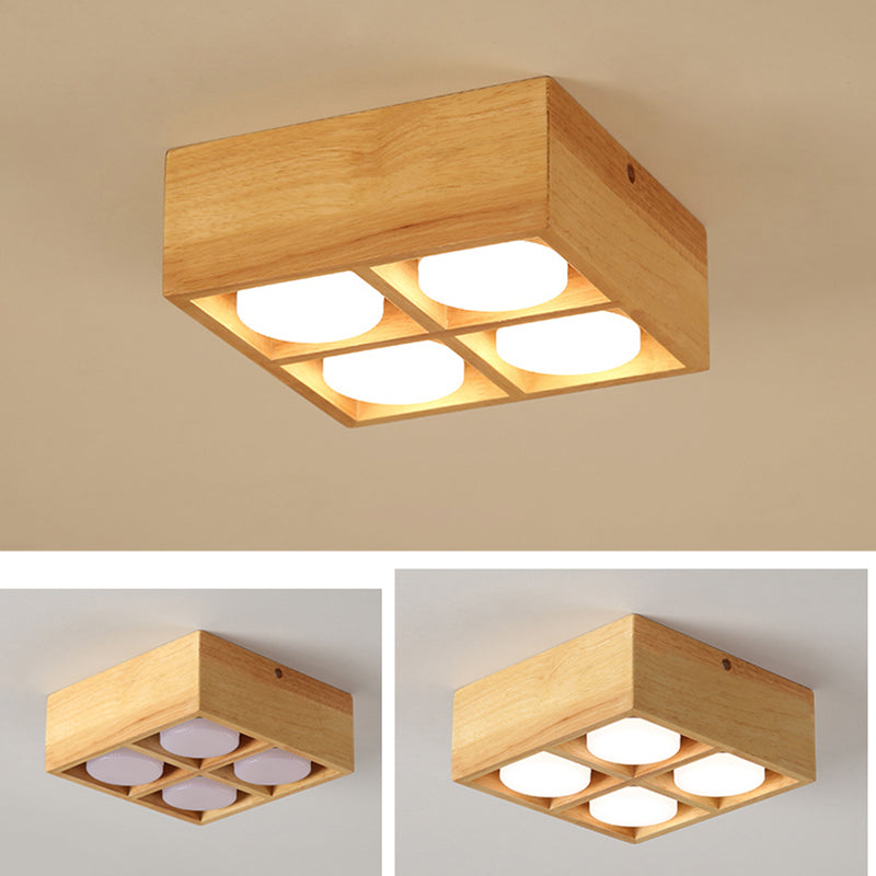 Plafonniers encastrés en bois, éclairage de montage au plafond à LED pour chambre à coucher