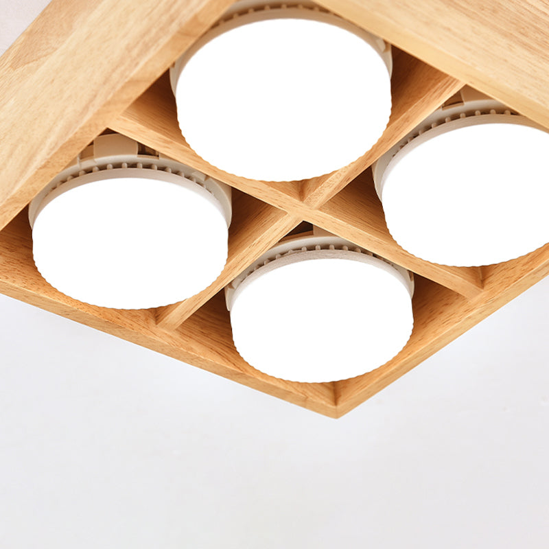 Plafonniers encastrés en bois, éclairage de montage au plafond à LED pour chambre à coucher