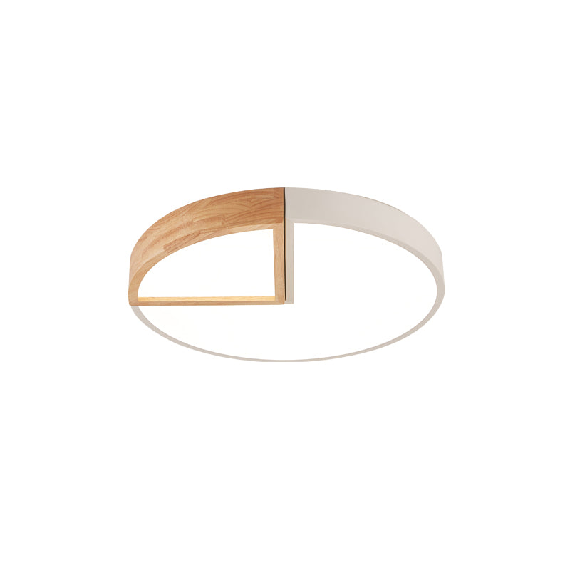 Round Wooden Ceiling Mounted Lights LED Flush Mount Ceiling Lighting for Bedroom