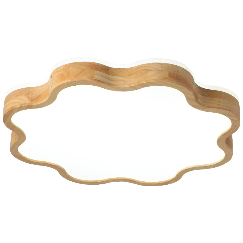 Wooden Flush Mounted Ceiling Lights LED Wave Shape Flush Mount Lighting