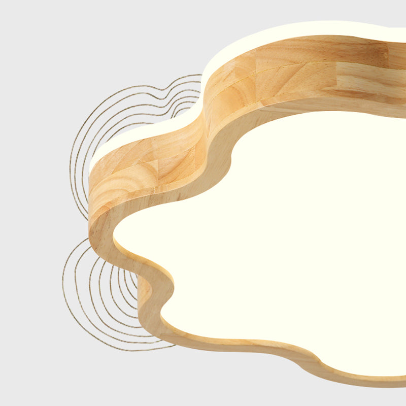 Wooden Flush Mounted Ceiling Lights LED Wave Shape Flush Mount Lighting