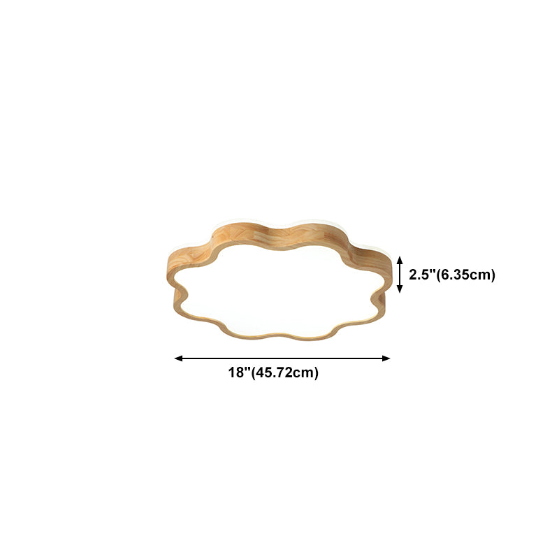 Wooden Flush Mounted Ceiling Lights LED Wave Shape Flush Mount Lighting