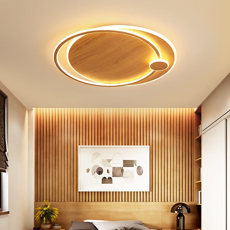 Simplicity Wooden Flush Mounted Ceiling Lights LED Flush Mount Lighting for Bedroom