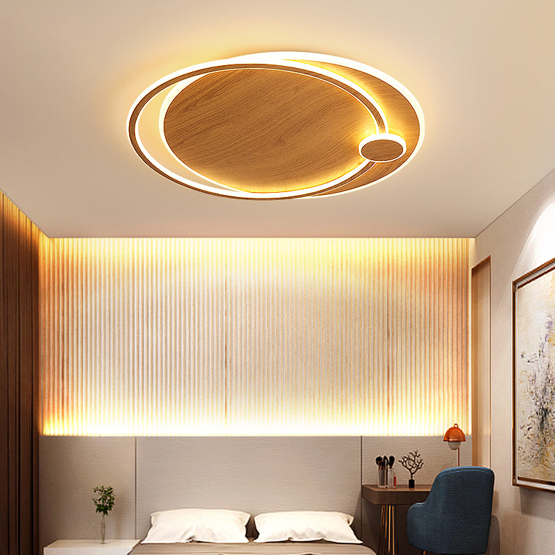 Simplicity Wooden Flush Mounted Ceiling Lights LED Flush Mount Lighting for Bedroom