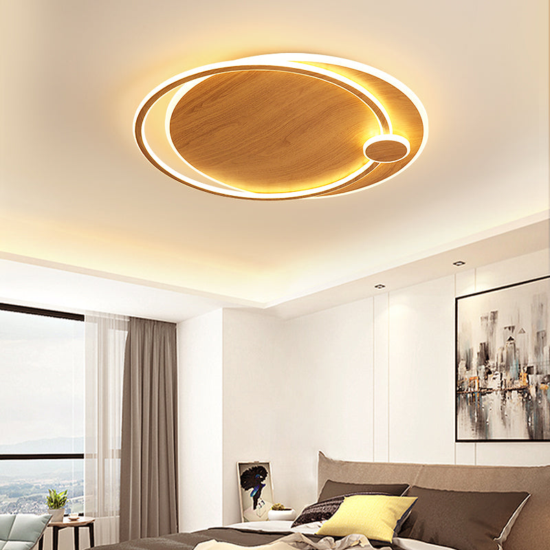 Simplicity Wooden Flush Mounted Ceiling Lights LED Flush Mount Lighting for Bedroom