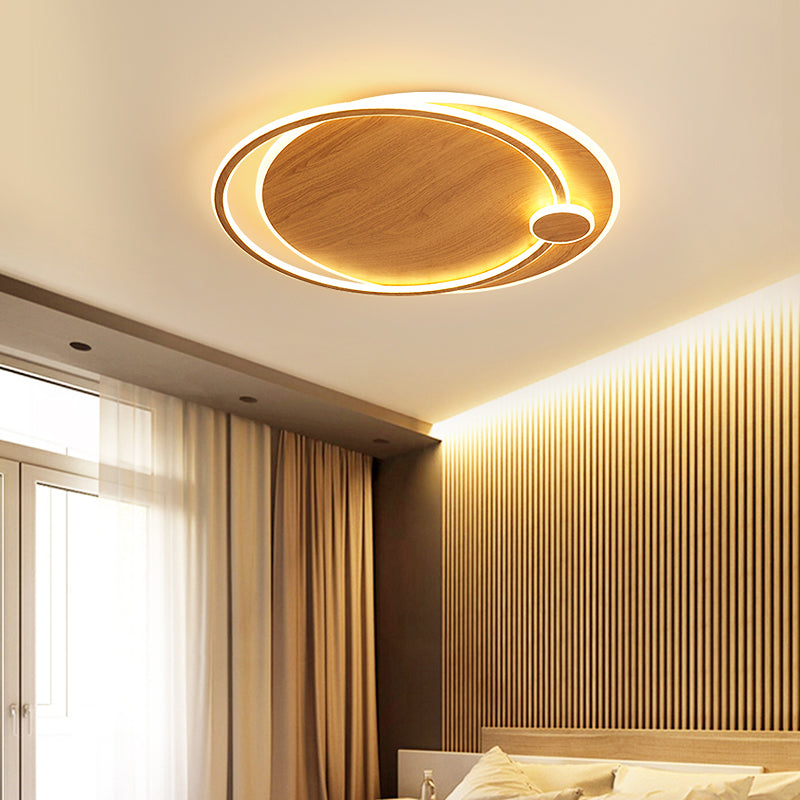 Simplicity Wooden Flush Mounted Ceiling Lights LED Flush Mount Lighting for Bedroom