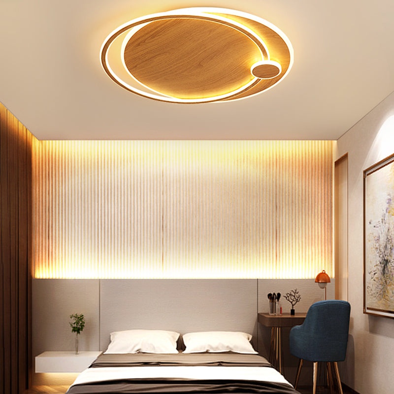 Simplicity Wooden Flush Mounted Ceiling Lights LED Flush Mount Lighting for Bedroom