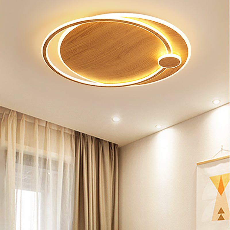 Simplicity Wooden Flush Mounted Ceiling Lights LED Flush Mount Lighting for Bedroom