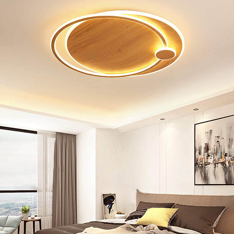 Simplicity Wooden Flush Mounted Ceiling Lights LED Flush Mount Lighting for Bedroom