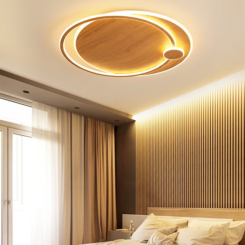 Simplicity Wooden Flush Mounted Ceiling Lights LED Flush Mount Lighting for Bedroom