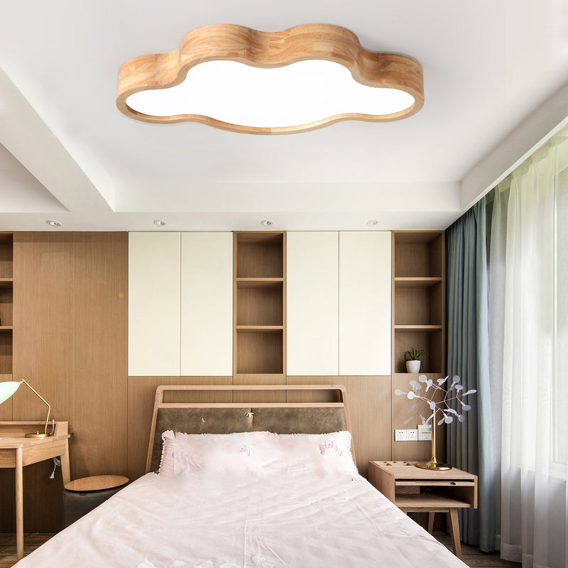 Cloud Shape Ceiling Light Fixtures Modern Wooden Ceiling Mounted Light