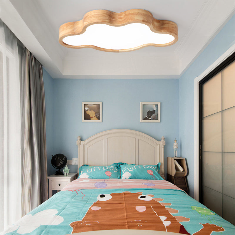 Cloud Shape Ceiling Light Fixtures Modern Wooden Ceiling Mounted Light