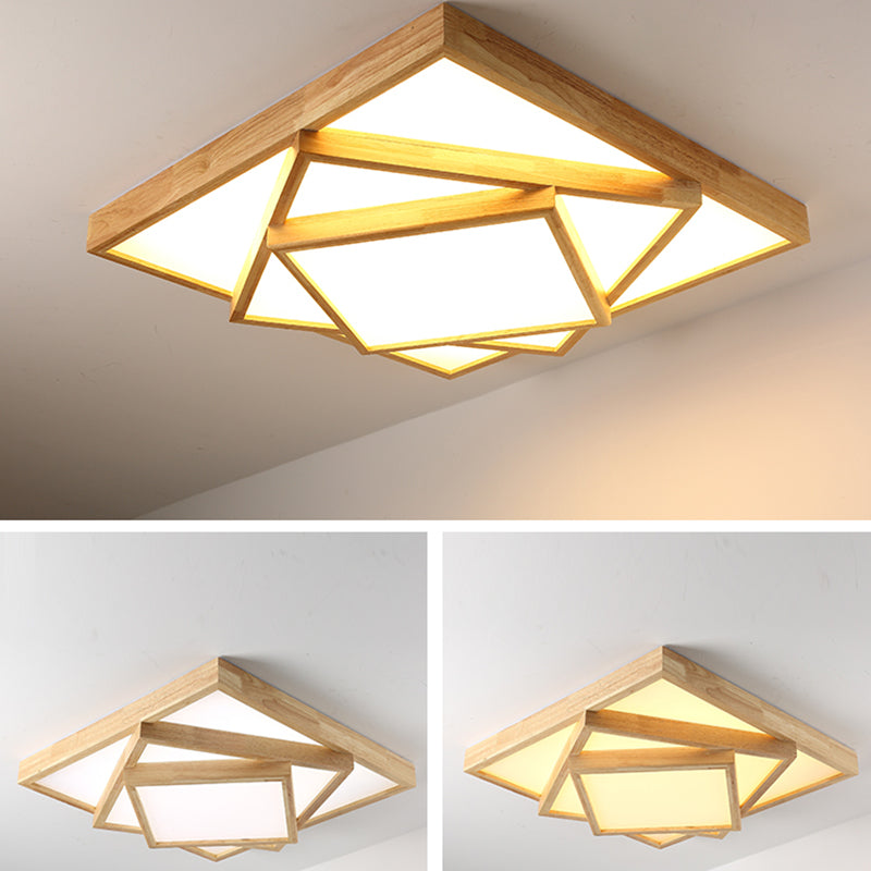 Modern Multi-head Ceiling Mount Light Fixtures Wooden Flush Mounted Ceiling Light
