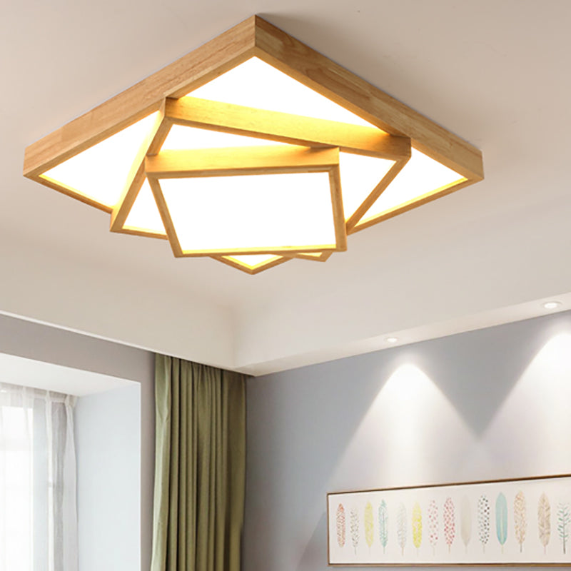 Modern Multi-head Ceiling Mount Light Fixtures Wooden Flush Mounted Ceiling Light