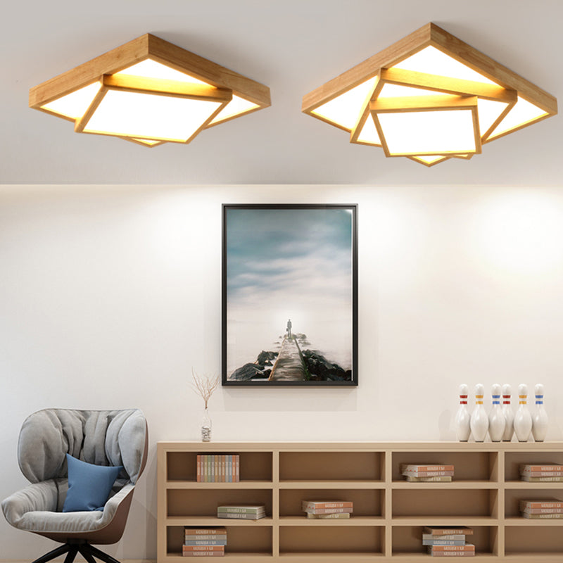 Modern Multi-head Ceiling Mount Light Fixtures Wooden Flush Mounted Ceiling Light