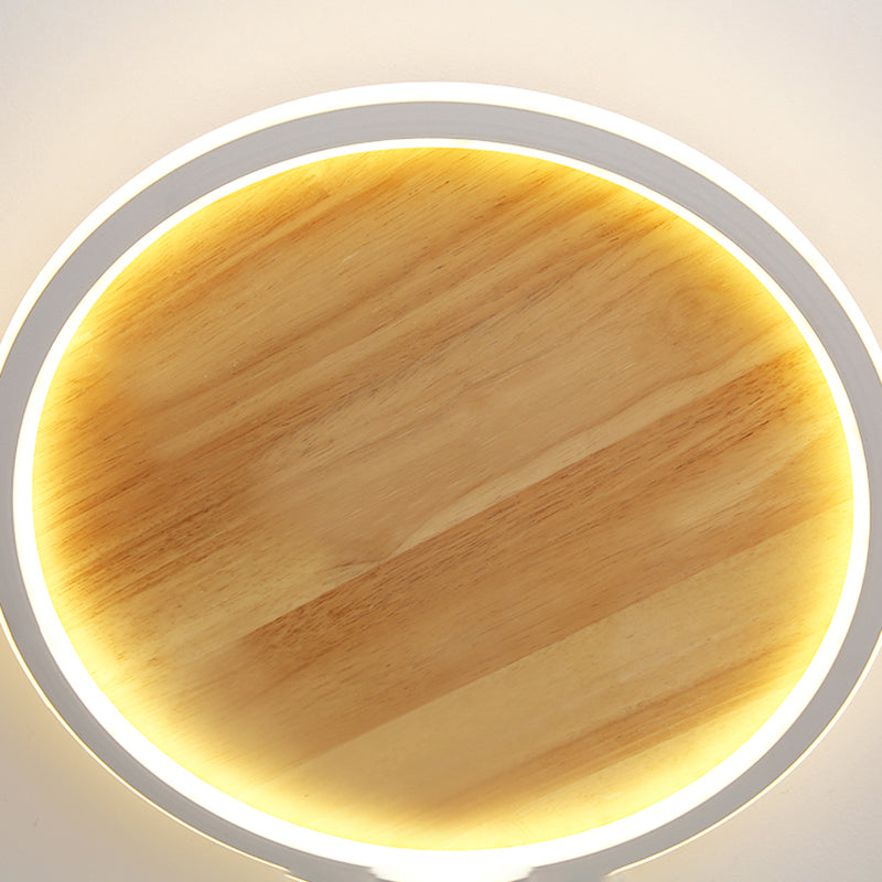 Ring Modern Flush Ceiling Light Fixtures Wooden Ceiling Mounted Light for Bedroom