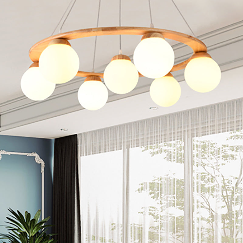 Modern Glass Chandelier Light Fixtures Cafe Restaurant Hanging Chandelier with Wood