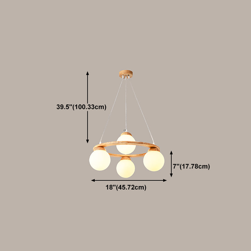 Modern Glass Chandelier Light Fixtures Cafe Restaurant Hanging Chandelier with Wood