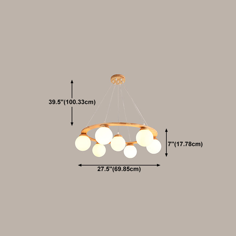 Modern Glass Chandelier Light Fixtures Cafe Restaurant Hanging Chandelier with Wood