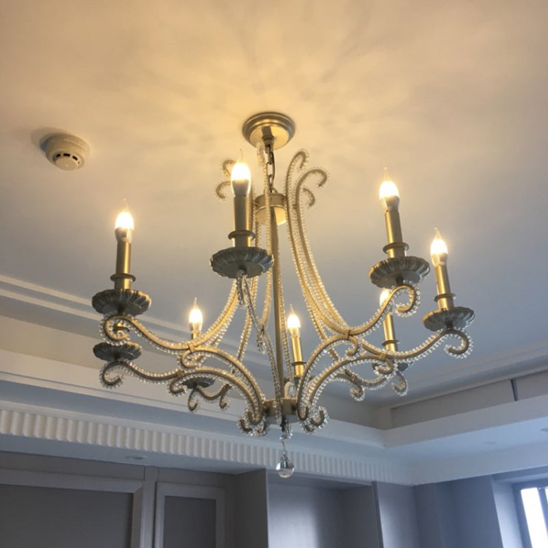 Lustre de style européen Light Crystal Multi-Head Pendants pour le salon