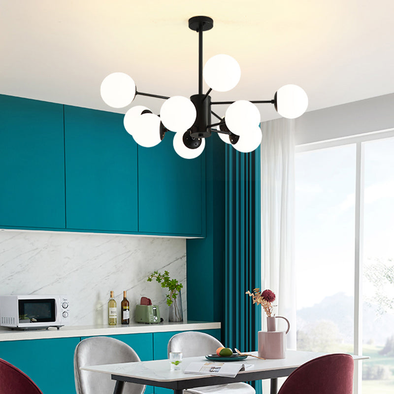 Modern Glass Chandelier Light Fixtures Cafe Restaurant Black Hanging Chandelier