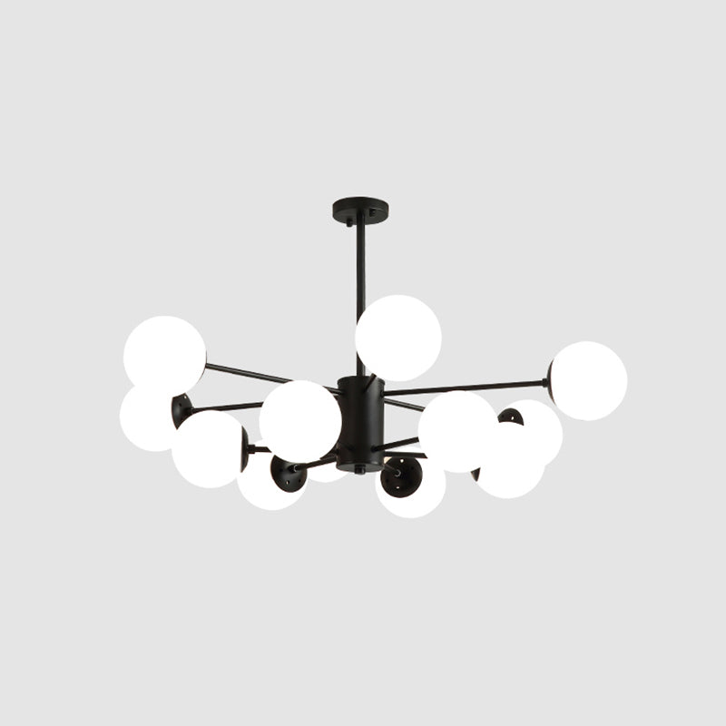 Modern Glass Chandelier Light Fixtures Cafe Restaurant Black Hanging Chandelier