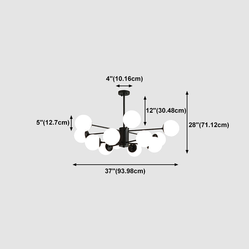 Modern Glass Chandelier Light Fixtures Cafe Restaurant Black Hanging Chandelier