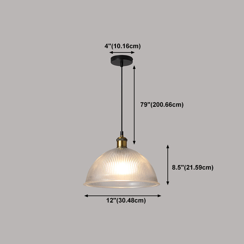 1-Light Drop Lamp Vintage Brass Glass Shaded Restaurant Suspension Pendant Light