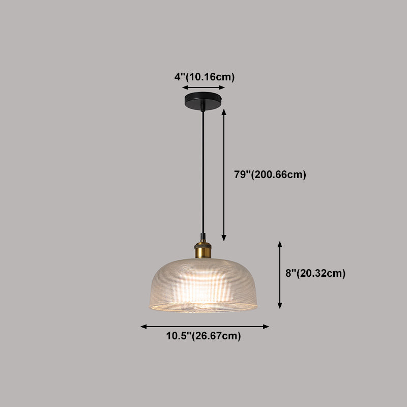 1-Light Drop Lamp Vintage Brass Glass Shaded Restaurant Suspension Pendant Light