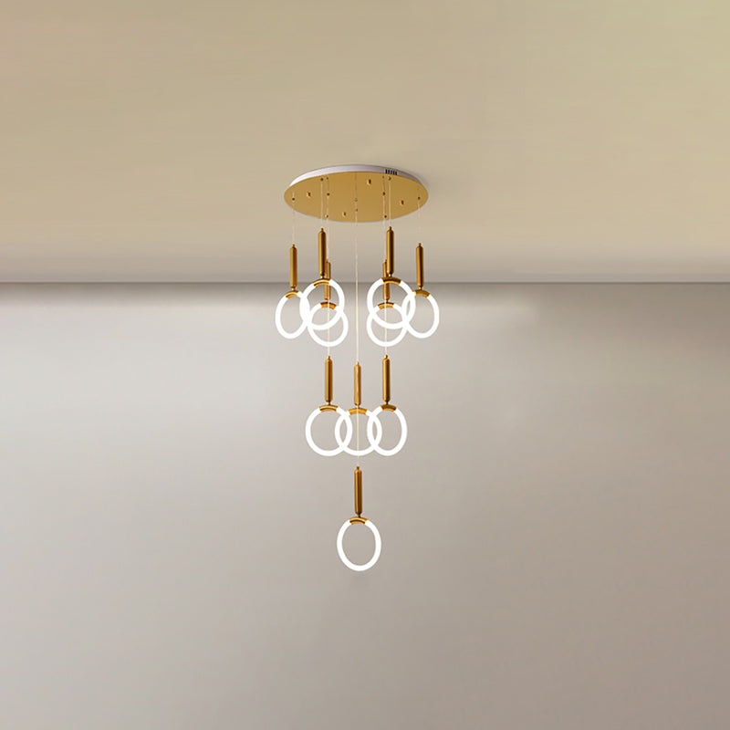 Acrylic Loop Pendant Lamp Minimalist Gold LED Suspended Lighting Fixture for Bedroom