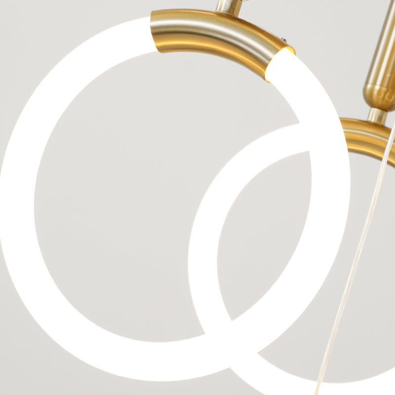 Acrylic Loop Pendant Lamp Minimalist Gold LED Suspended Lighting Fixture for Bedroom