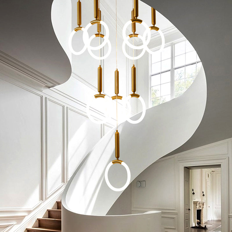 Acrylic Loop Pendant Lamp Minimalist Gold LED Suspended Lighting Fixture for Bedroom