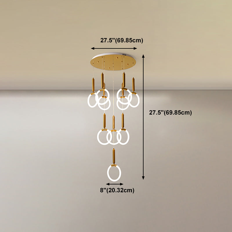 Acrylic Loop Pendant Lamp Minimalist Gold LED Suspended Lighting Fixture for Bedroom