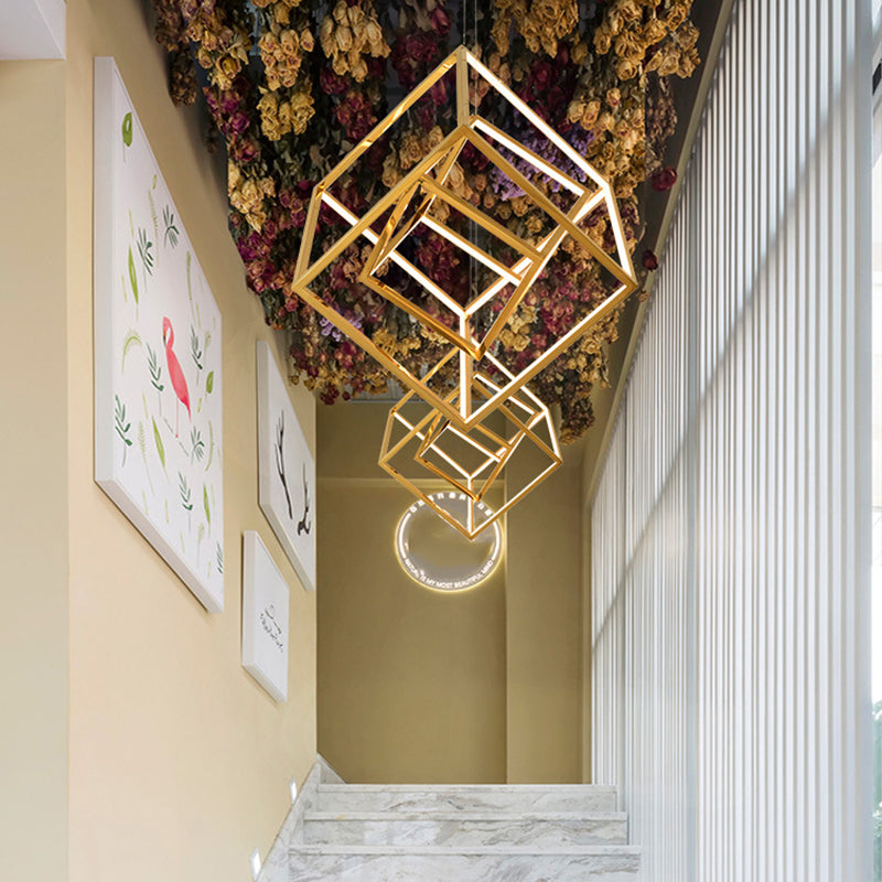 Lampe à suspension géométrique nordique Aluminium Salon LED Pendard Lightture en or