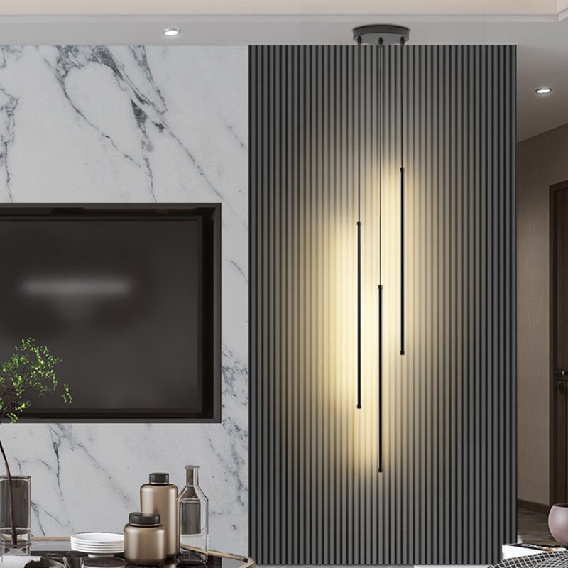 Salon pendentif linéaire lampe en aluminium LED de suspension minimaliste en noir